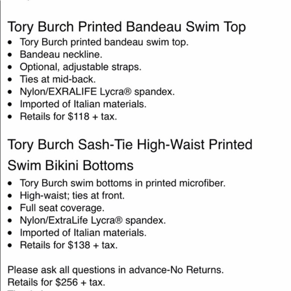 NWT $258 Tory Burch Double Diamond Two-Piece Swim Suit in size Medium! - Picture 6 of 11